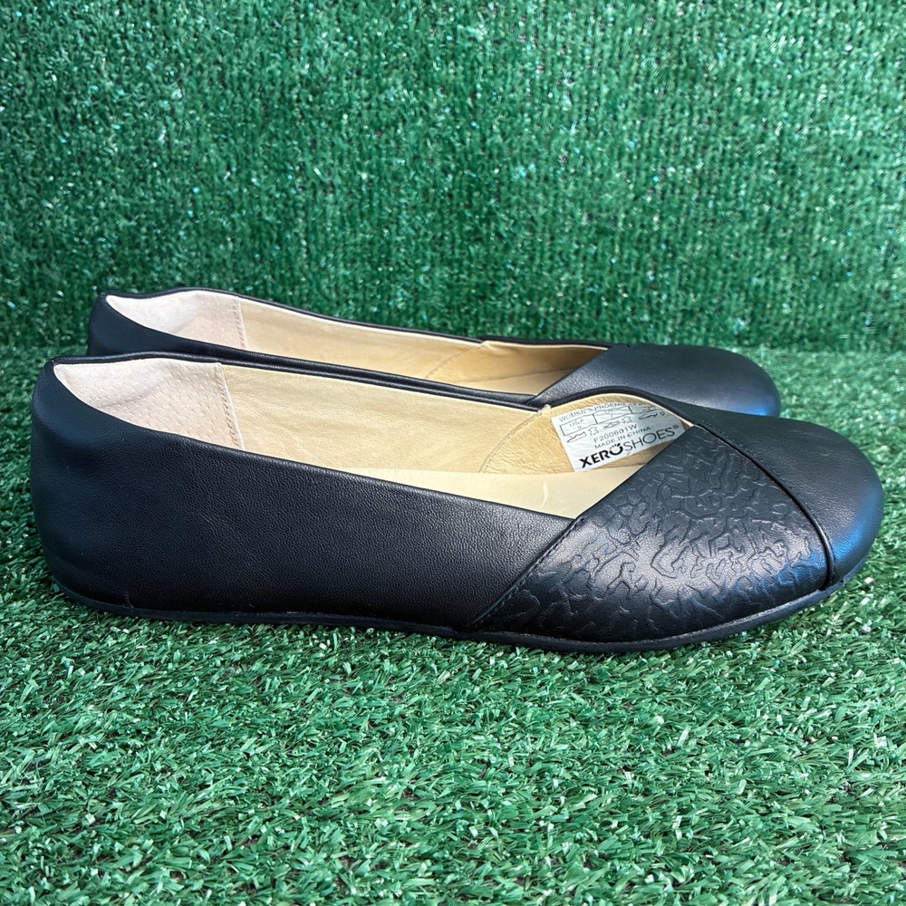 Xero Shoes Phoenix Leather Barefoot Zero Drop Ballet Flats Black Womens Size 9